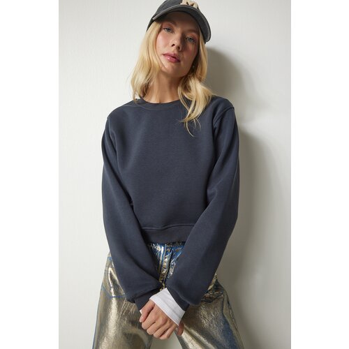  Women&amp;#039;s Anthracite Branded Crop Sweatshirt Slike