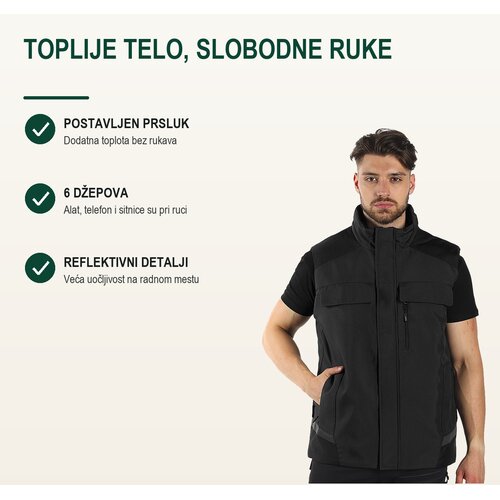 TEKTON PRO Radni prsluk Granit, Tamnosivi Slike