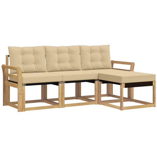 vidaXL Zunanja garnitura za sedenje z blazino 4 pcs Bela in bež, (5000280708) Cene