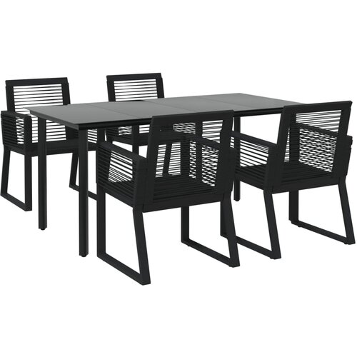  5-dijelni vrtni blagovaonski set od PVC ratana crni Crna Dužina stola 160 cm Slike