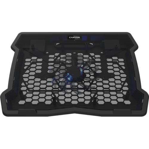 Canyon NS02, Cooling stand single fan with 2×2.0 USB hub, support up to 10”-15.6” laptop, ABS plastic and iron, Fans dimension:125*125*15mm(1pc), DC 5V, fan speed: 800-1000RPM, size:340*265*30mm, 406g Cene