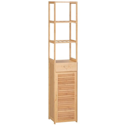 Nesta Kopalni&scaron;ka omarica iz bambusa s predalom, 3 policami, odprtim predalom, 32 x 30 x 163 cm, naravni les, (5000493172) Cene