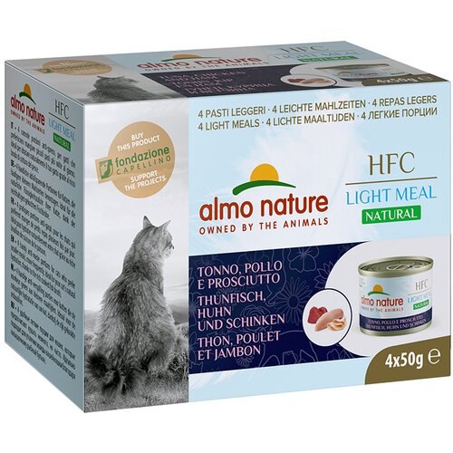 Almo Nature HFC Natural Light 4 x 50 g - Tuna, piščanec & šunka Cene