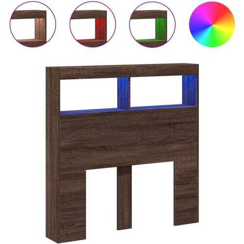 Maison Chic posteljno vzglavje - vzglavna omarica - nočna omarica led rjavi hrast 100x17x102 cm, (21705841) Slike