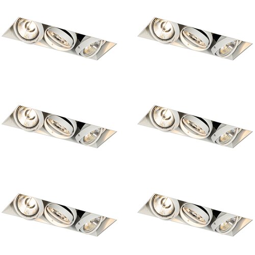 QAZQA Komplet 6 Vgradni reflektor bel GU10 AR70 trimless tri-light - Oneon Cene