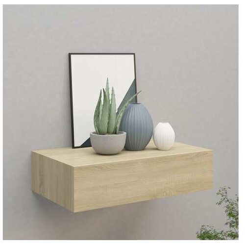  Stenska polica s predalom hrast 40x23,5x10 cm MDF Cene