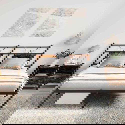  Posteljni okvir brez vzmetnice hrast 150x200 cm inženirski les, (21829191) Slike
