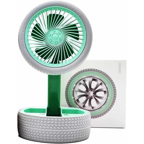  Zložljiv ventilator v obliki pnevmatike z lučko - Zelena Slike
