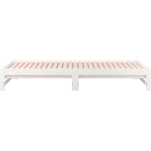  Dnevni ležaj na izvlačenje bijeli 2x(80x200)cm masivna borovina Slike
