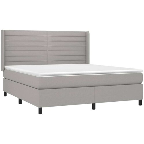  Krevet box spring s madracem svjetlosiva 160x200 cm tkanina Slike
