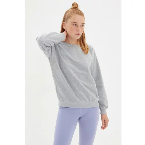 Trendyol Gray Printed Basic Thin Knitted Sweatshirt