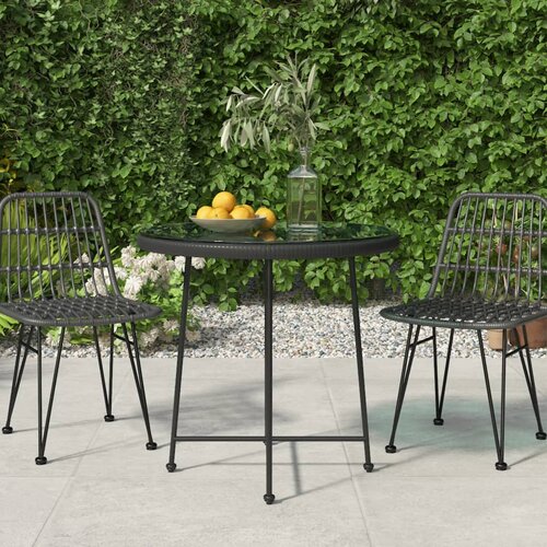  Blagovaonski stol crni Ø80 cm od kaljenog stakla i čelika Cene
