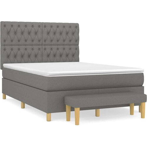  Krevet s oprugama i madracem tamnosivi 140x190 cm od tkanine Slike