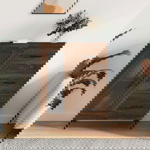  Komoda boja smeđeg hrasta 69 5x34x90 cm od konstruiranog drva Slike