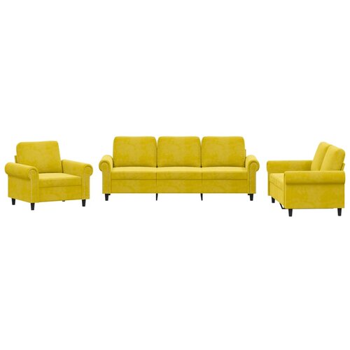 vidaXL 3-dijelni set sofa s jastucima žuti baršunasti Cijene