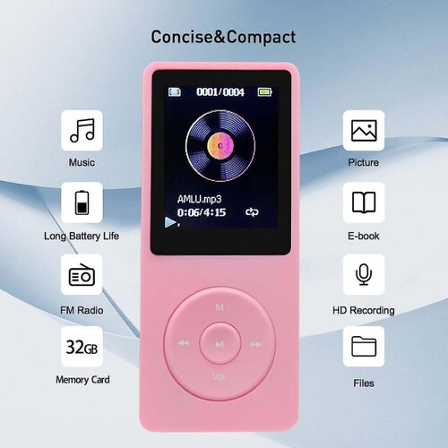  MP3 Player Bluetooth 32GB pink Slike