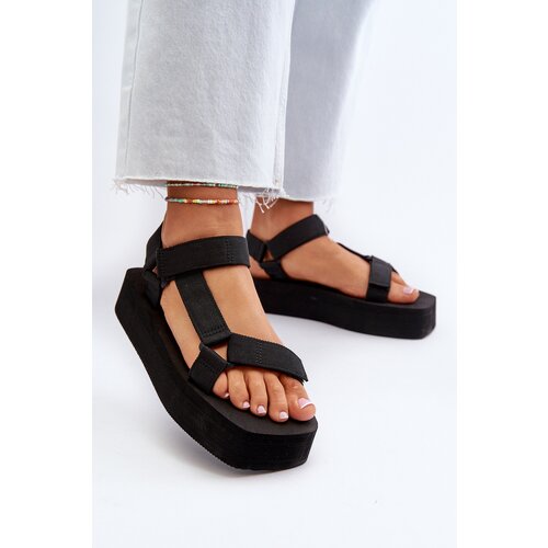 FI1 Women&amp;#039;s Black Platform Sandals Edireda Slike