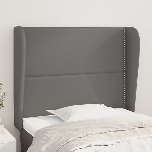 VidaXL Uzglavlje s u&amp;scaron;ima sivi 103x23x118/128 cm od umjetne kože Slike
