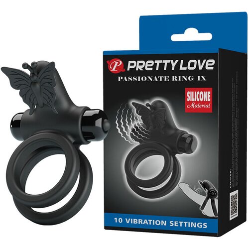  Prsten za penis i testise Leptir, Vibrirajući, Crni Slike