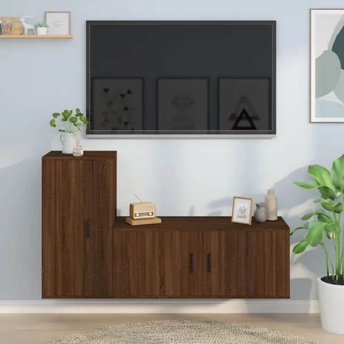 vidaXL 2-dijelni set TV ormarića boja smeđeg hrasta konstruirano drvo