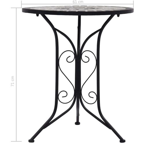 VidaXL bistro stolić s mozaikom sivi 61 cm keramički Slike