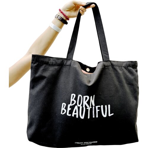 I WANT YOU NAKED Pamučna torba BORN BEAUTIFUL XL - 1 kom Slike