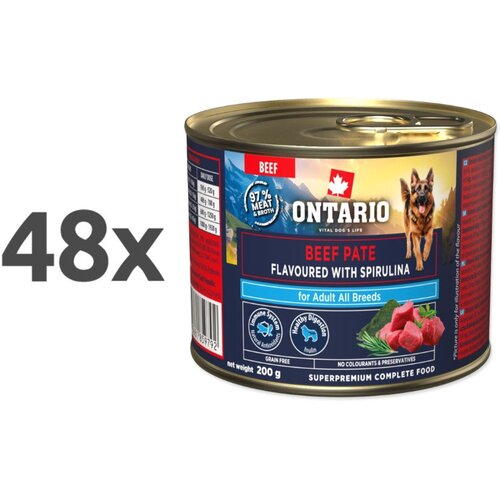 Ontario Dog Adult konzerva, pa&scaron;teta - govedina in spirulina 48 x 200 g Cene
