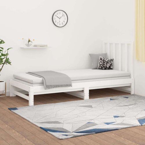  Izvlečna dnevna postelja bela 2x(90x200) cm trdna borovina, (20724601) Slike