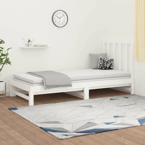  Izvlečna dnevna postelja bela 2x(90x200) cm trdna borovina, (20724601)