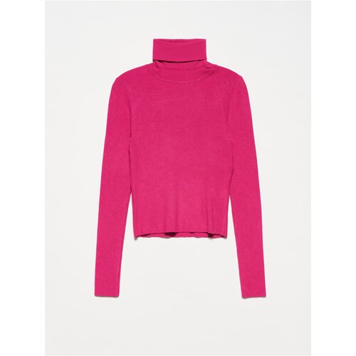 Dilvin 10225 Turtleneck Sweater-fuchsia Slike