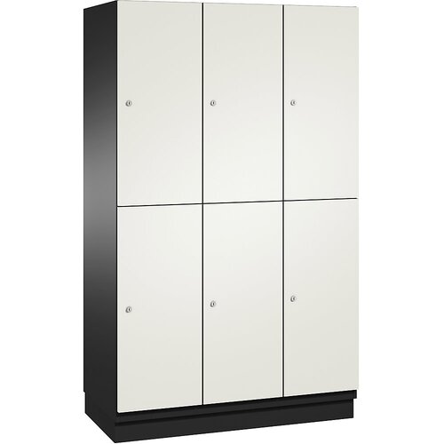 C+P Omara s predelki CAMBIO, z vrati iz jeklene pločevine in garderobnim drogom, 6 predelkov, širina 1200 mm, korpus črno siv / vrata bela Cene