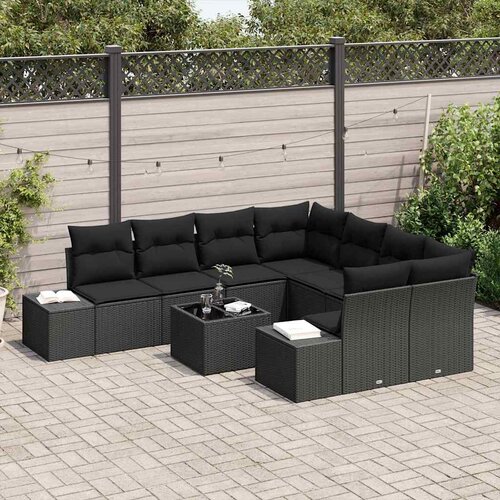  Sjedeća garnitura za vrt 9 kom. Crna poliratan 239 x 62 x 69 cm Slike