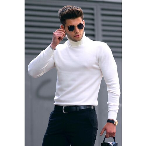 Madmext Sweater - White - Fitted Slike