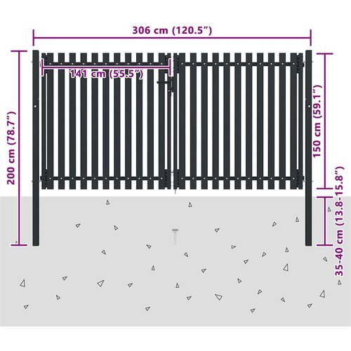  Dvokrilna Ograda Čelična Vrata 300x150 cm Antracit Slike