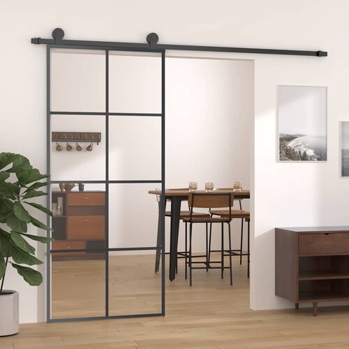  Klizna vrata crna 90 x 205 cm od stakla ESG i aluminija Cijene
