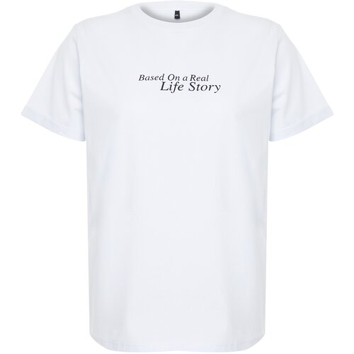 Trendyol Curve White Printed Knitted T-Shirt Slike