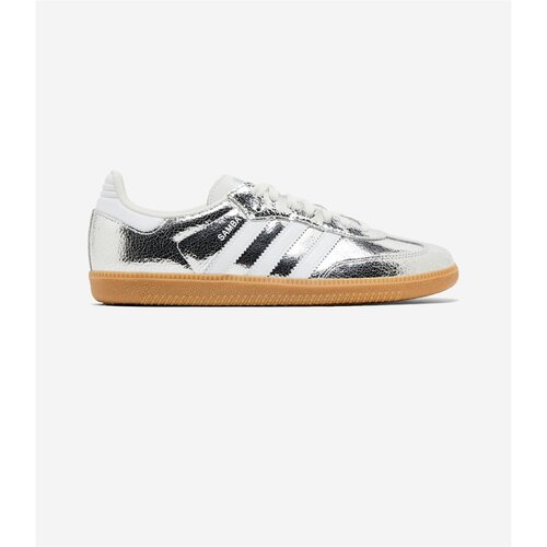 Adidas Nizke superge Samba OG Silver Metallic Cracked Leather (Women&amp;#039;s) Siva Slike