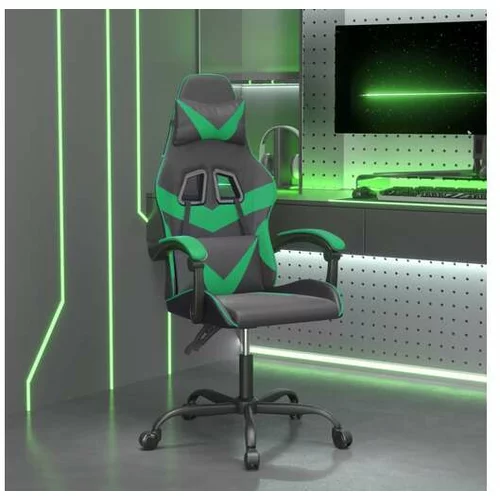  Vrtljiv gaming stol črno in zeleno umetno usnje