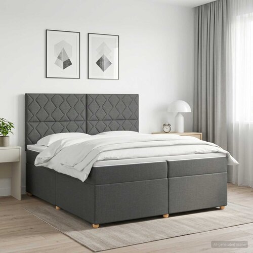  Boxspring krevet s madracem Tamnosiva 200 x 200 cm Tkanina Cijene