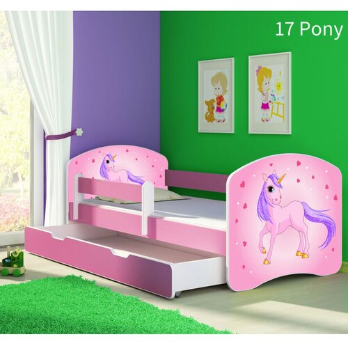 ACMA Dječji krevet s motivom, bočna roza + ladica 140x70 cm - 17 Pony Cijene