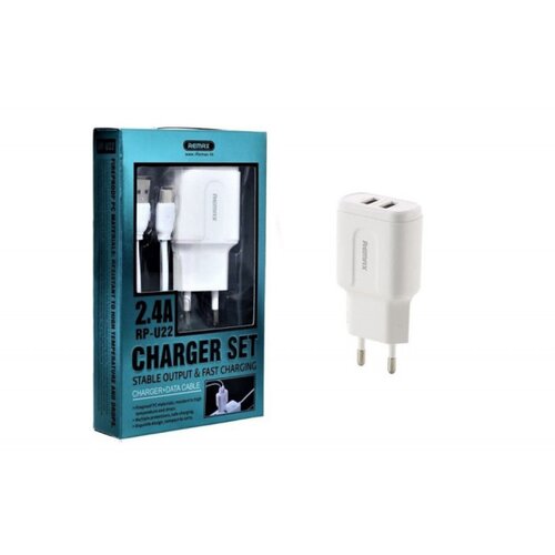 Remax Strujni FAST punjač 2,4A 2x USB+ TIP C kabl 1m beli Cene