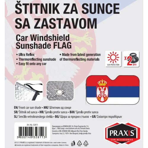 Praxis štitnik od sunca, zastava Srbije 150x68cm Cene