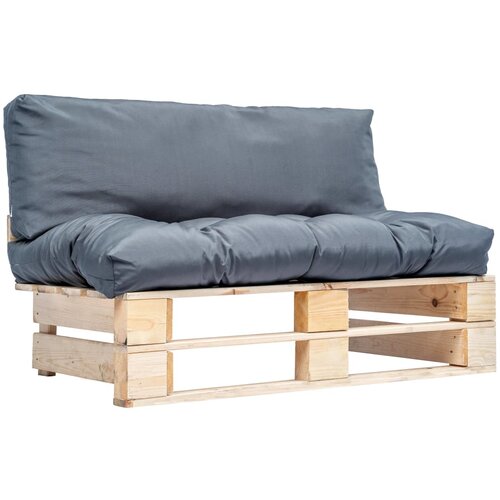 vidaXL Vrtna sofa od paleta od borovine sa sivim jastucima Cene