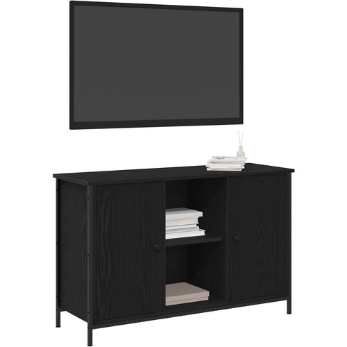 VidaXL TV omara črn hrast 101x35x65 cm inženirski les in kovina Slike