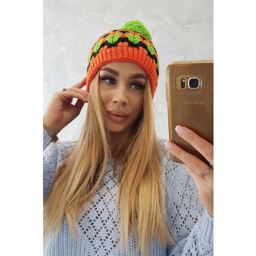 Kesi Women&amp;#039;s cap Laila K283 orange neon + black + green neon Slike