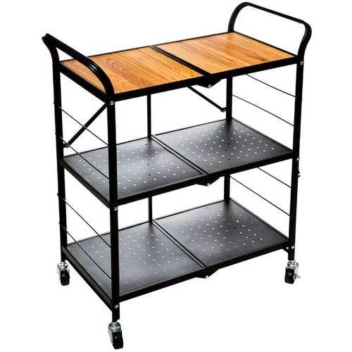 5five Five kolica kuhinjska sklopiva 68.7x35.5x85.8cm metal bambus crna Cijene