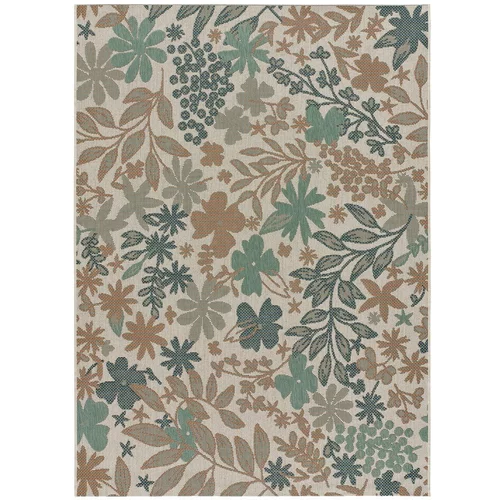 Universal bež-zeleni vanjski tepih Floral, 115 x 115 cm