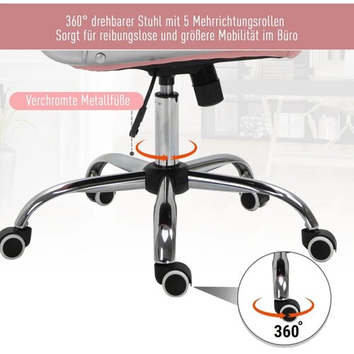  Uredska ergonomska stolica umjetna koža podesiva visina roza Slike