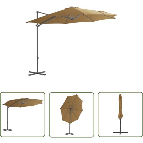 The Living Store Previsni senčnik z jeklenim drogom 300 cm taupe - Previsni Senčnik, (21743440) Cene