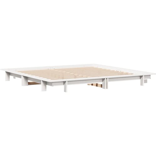 VidaXL Posteljni okvir bel 180x200 cm trdna borovina, (21273402) Slike
